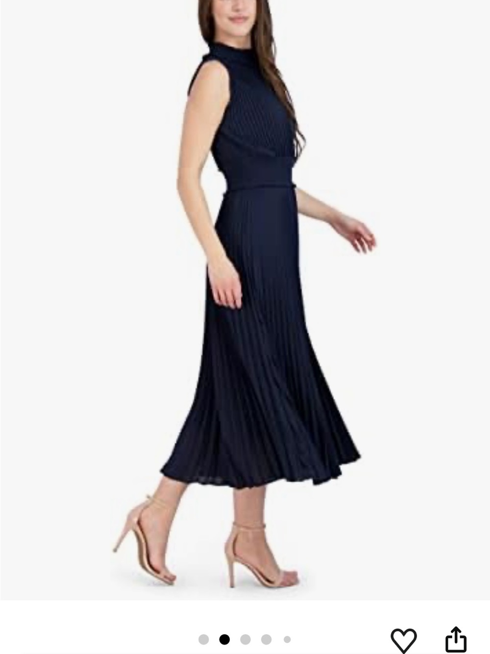Nanette Leopard Sleeveless Navy Pleated Midi Dress